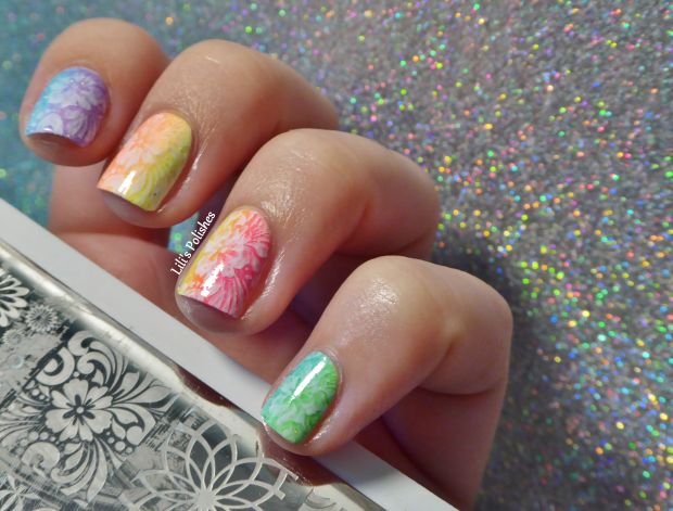 Stamping - Neon gradient and flowers (4)