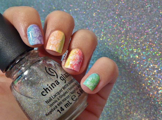 Stamping - Neon gradient and flowers (5)