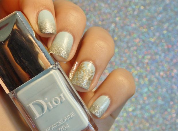 Frozen nail-art - Dior Porcelaine, Essie Beyond Cozy gradient (3)