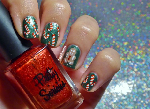 Christmas nail-art - Noël - Candy canes & Gingerbread